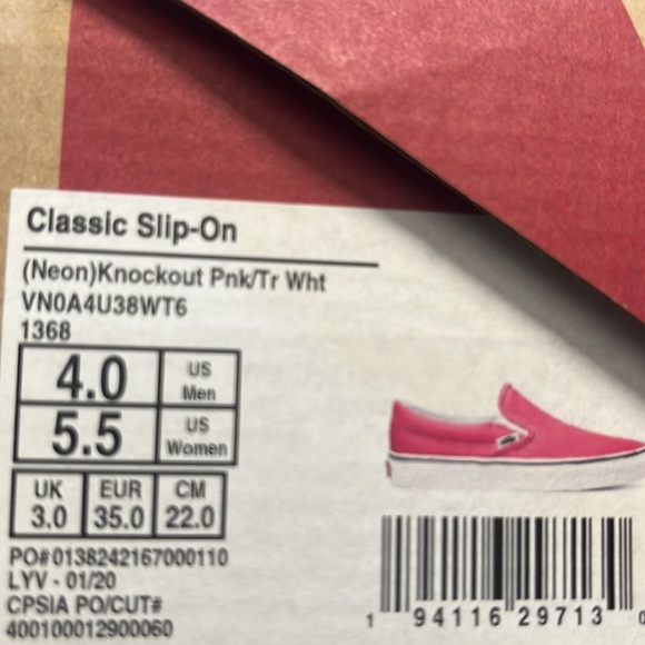 Vans Classic Slip On (Neon) Knockout Pink Sneakers - Picture 9 of 9